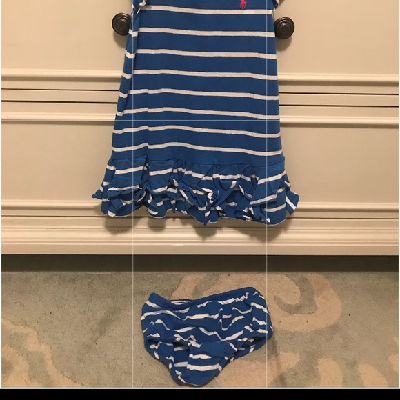RALPH LAUREN BLUE/WHITE STRIPED DRESS 24 MONTHS - Picture 4 of 4
